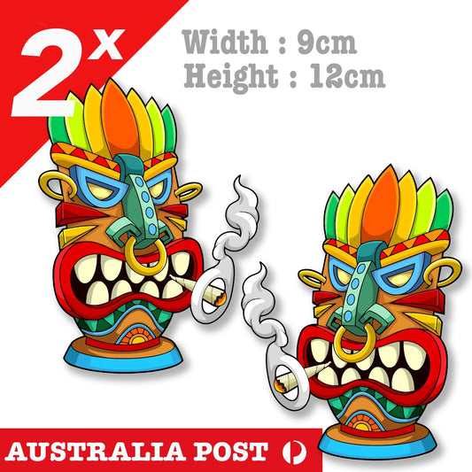 Smoking Angry  Tiki Mask,  graffiti urban, Crash Bandicoot Mask  Sticker