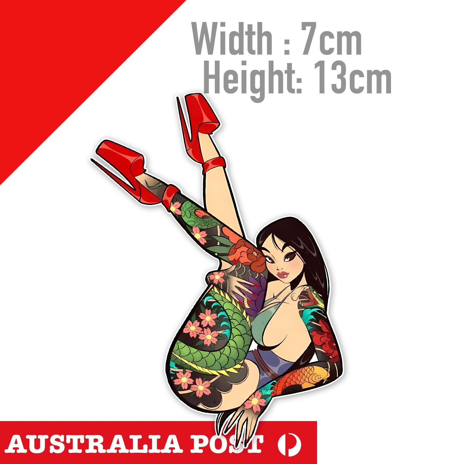 Sexy Tattooed Pin Up Girl, Sexy Dark Hair Girl  Sticker