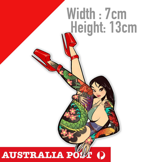 Sexy Tattooed Pin Up Girl, Sexy Dark Hair Girl  Sticker