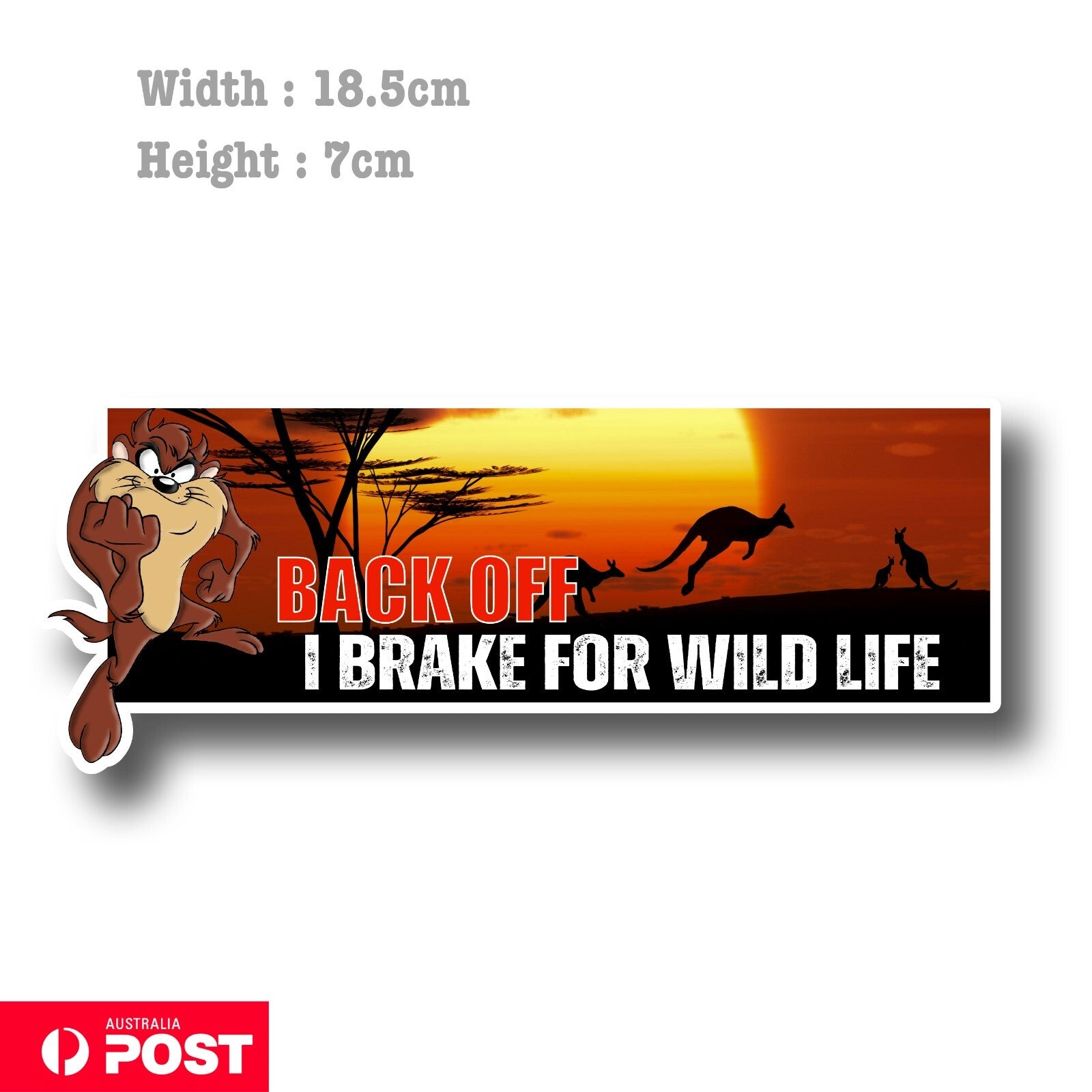 Taz Devil Back off I brake for wildlife Australian Kangaroo Funny Sticker