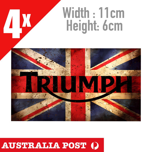 Triumph Motorcycles British Flag Damaged, Rustic Style Flag Logo Sticker