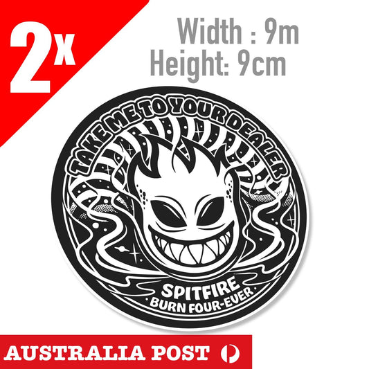 Spitfire Flame  Black Vinyl Sticker Skate Car Laptop Phone Sticker