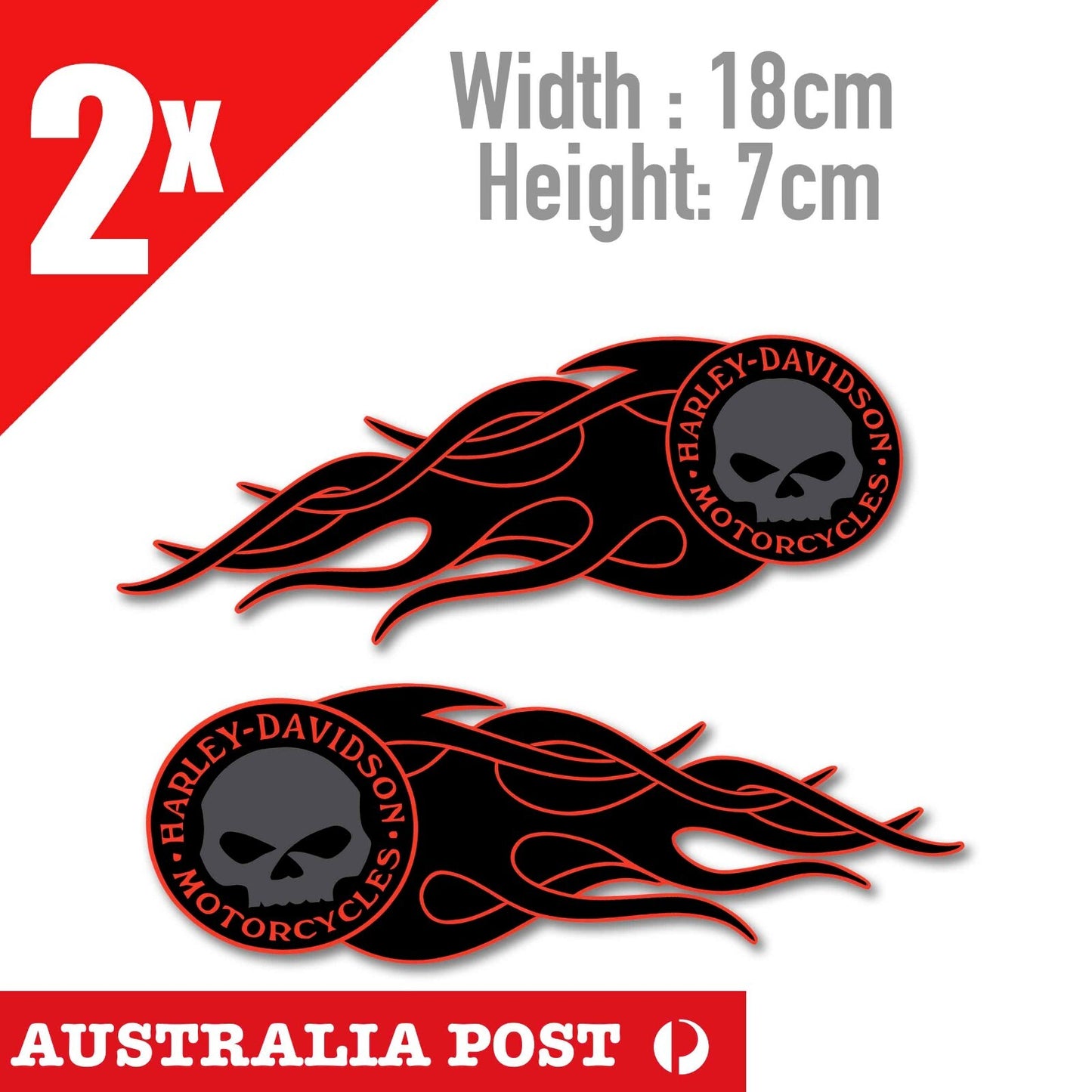 Harley Davidson Flame Skull Head Fuel Tank Logo,Laptop, Helmet, Bike Stickers