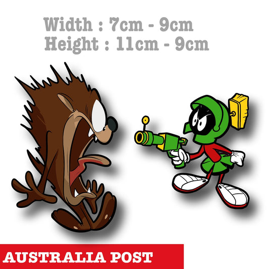 Marvin the Martian with Gun  & Taz Devil Funny - Looney Tunes Vinyl  Sticker