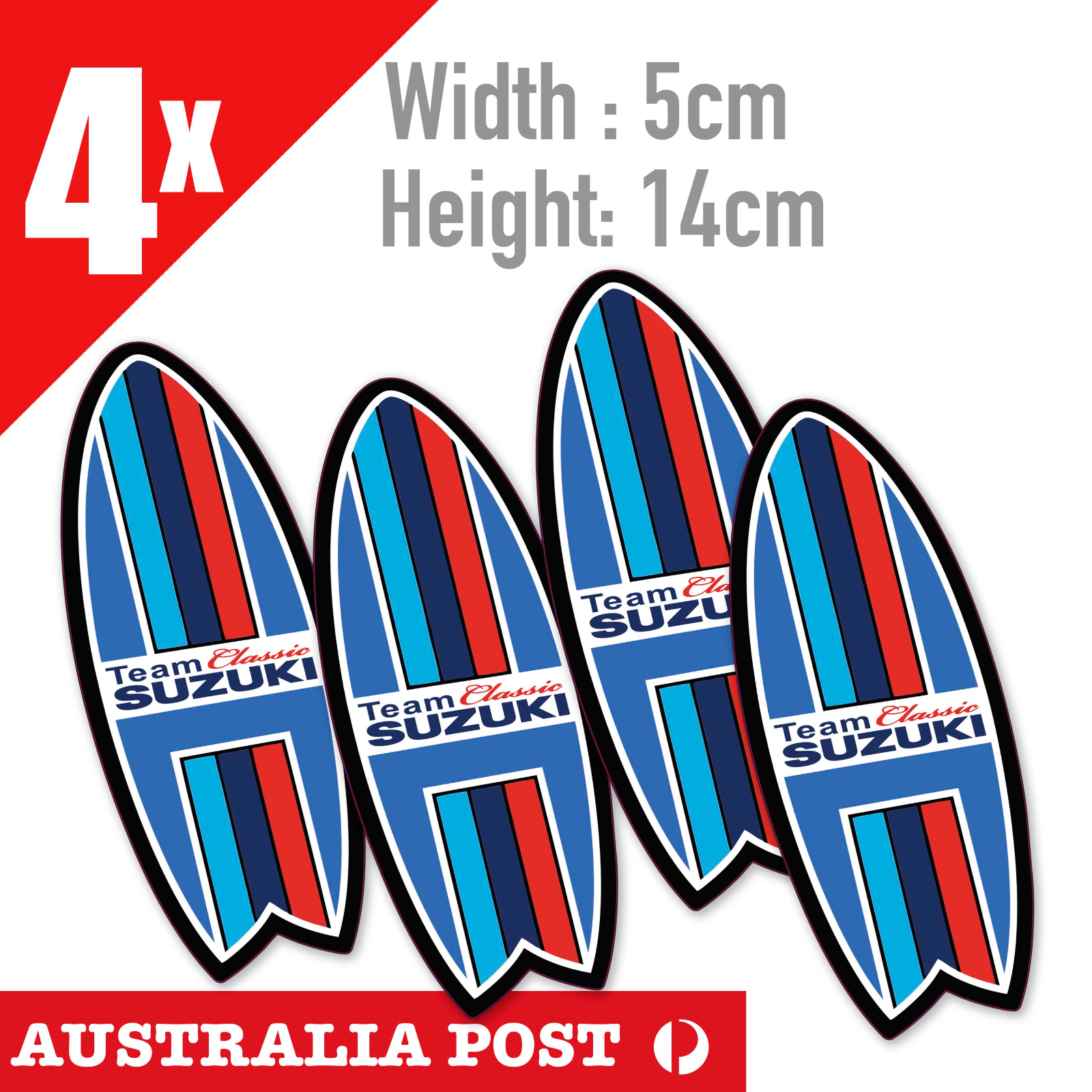 SUZUKI Classic Team Vintage Surf Board Logo,4WD, Off Road Decal x4 Sticker