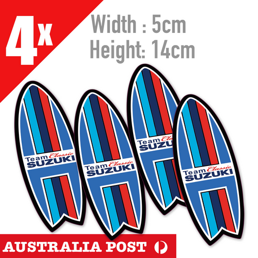 SUZUKI Classic Team Vintage Surf Board Logo,4WD, Off Road Decal x4 Sticker