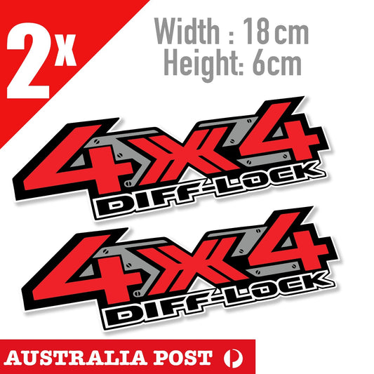 4x4 OFF ROAD  DIFLOCK Logo, UTE, 4WD, Toyota, Mitsubishi, FORD Ranger Stickers