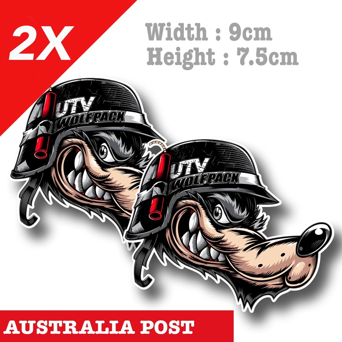 Wolf Riders, Motorcycle Fuel Tank, Helmet x2 Vinyl  Sticker