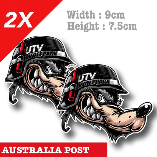Wolf Riders, Motorcycle Fuel Tank, Helmet x2 Vinyl  Sticker