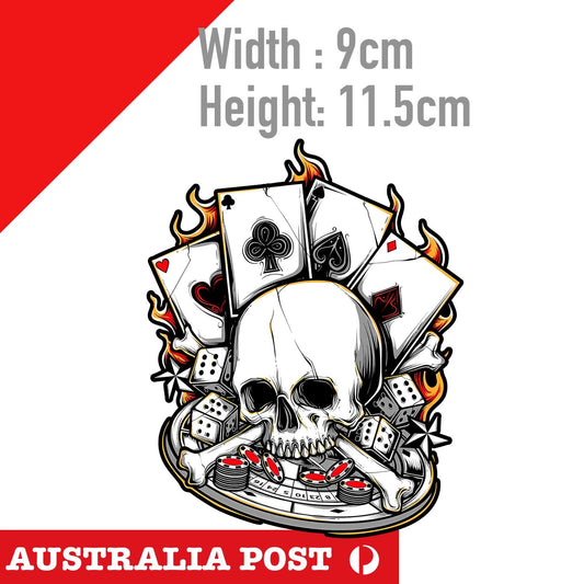 Ace Of Spade Skull Playing Card Casino, Skull Playing Card with flame Sticker