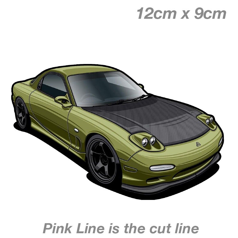 Mazda RX7 Carbon Fibre Hood   Laptop , Car  Vinyl  Sticker 