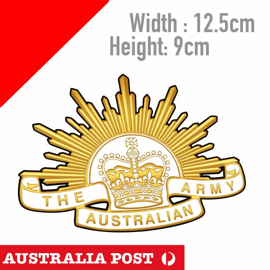 AUSTRALIAN ARMY RISING SUN ANZAC  Day , Soldier, Gold Logo Sticker