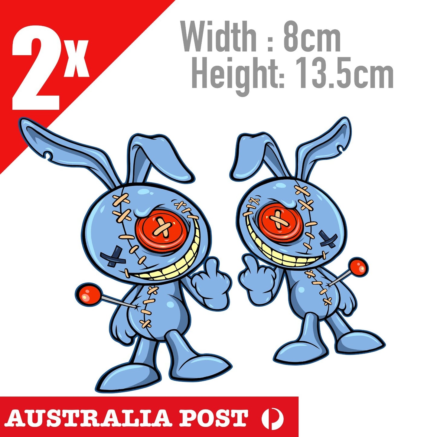 VOODOO Bunny Middle Finger , Funny Bunny , Rude Bunny Stickers