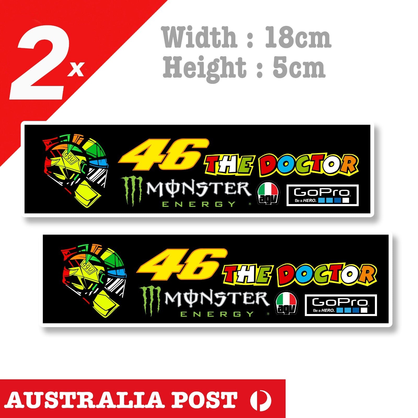 The Doctor 46 - Valentino Rossi's VR46, Monster Energy, GoPro, AGV Logo Sticker