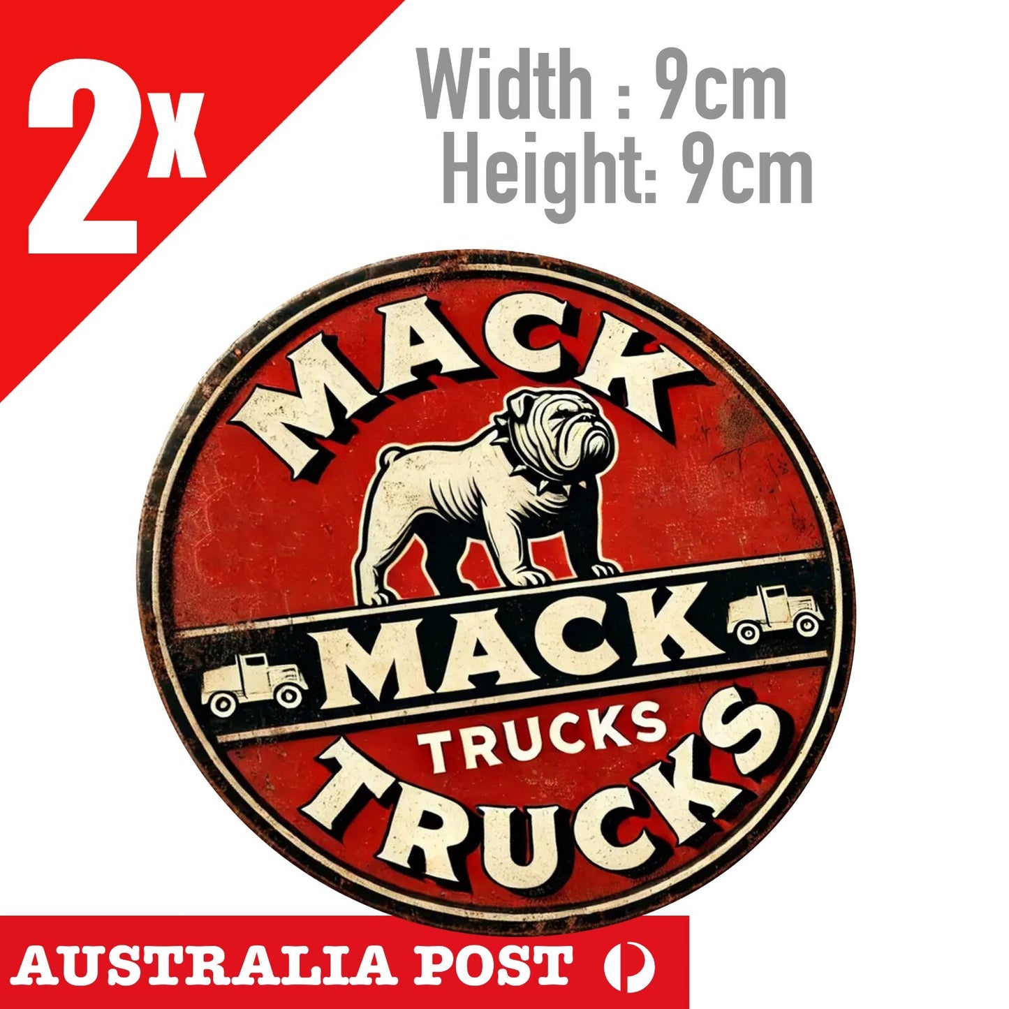 MACK Truck  Bulldog  OLD Rusted Damaged Round Truck Sticker