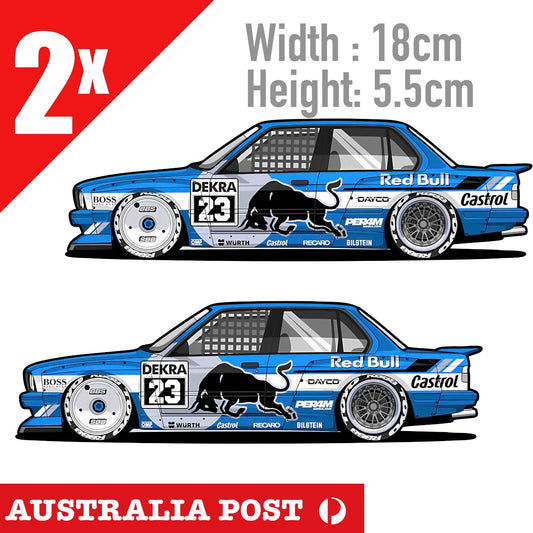 Red Bull Pandem BMW E30 Racing Car Coupe Sticker