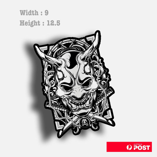 Oni Mask Black Devil  Laptop , Car  Decal Sticker 