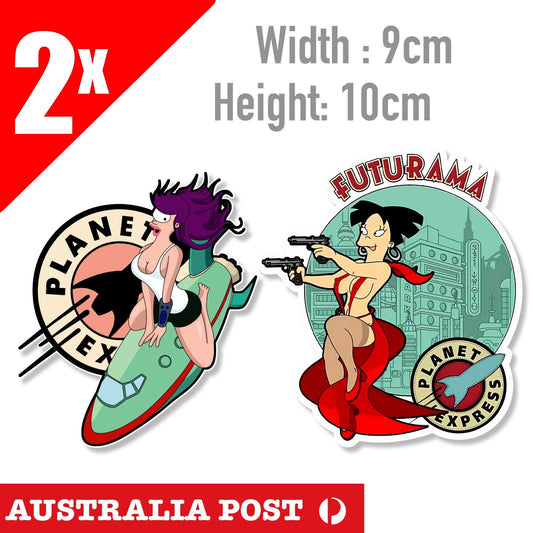 Planet Express Logo - Futurama FunnyAmy Wong & Leela  Sticker