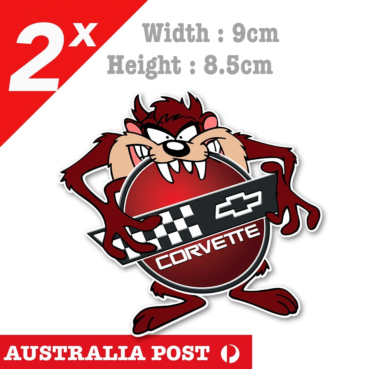 Tasmanian Devil Chevrolet Corvette Logo, Taz the Looney Tune Sticker