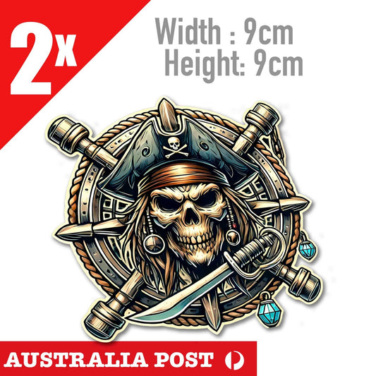 Pirate King Skull ,Car window, Helmet , Fuel Tank Sticker