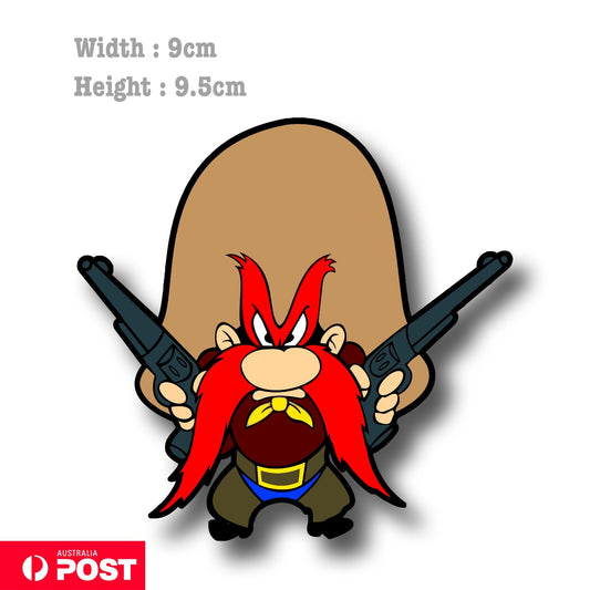 Yosemite Sam Cowboy with Double Gun Funny Looney Tune Decal Sticker