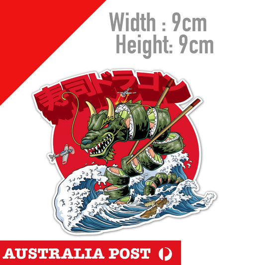 SUSHI Dragon JDM, RAMEN JAPAN, Green Dragon Sticker