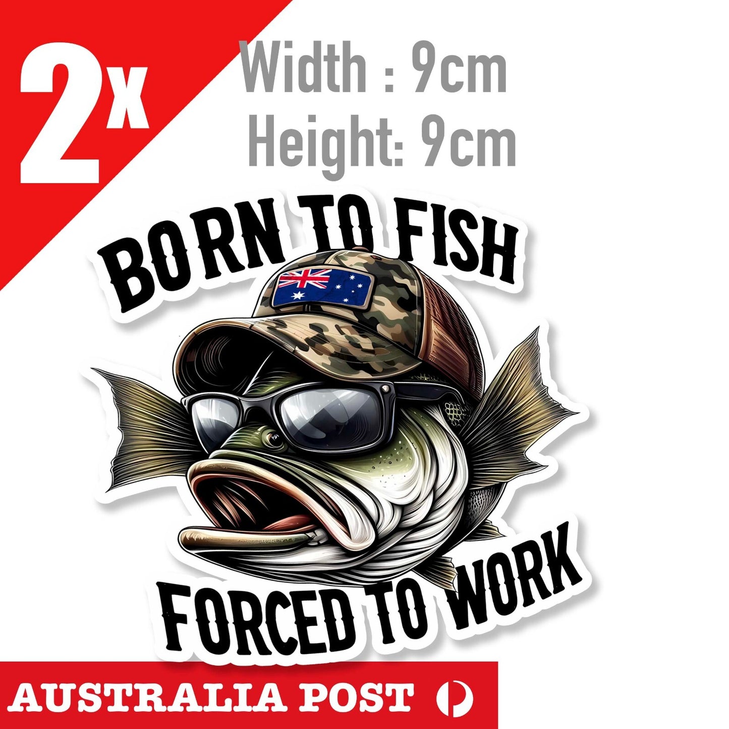 Mouth Bass Fish Blaze  Boat Kayak Laptop Window Australian Flag Hat Stickers