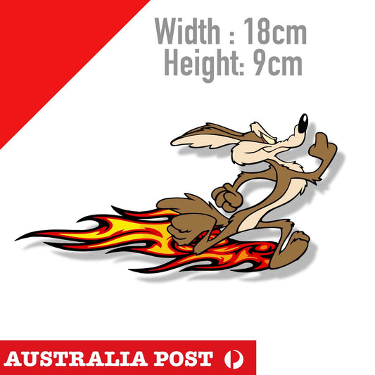 Road Runner and Wile E Coyote Cartoon Flame Stickers