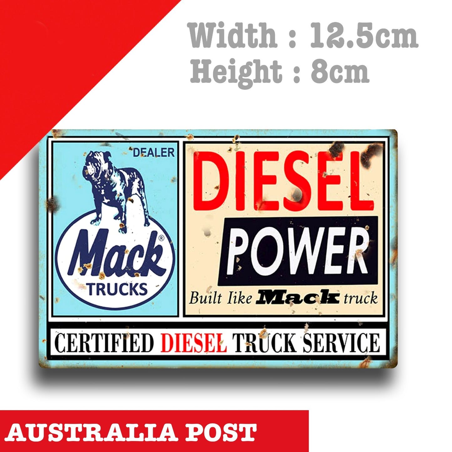 Mac Truck Bull Dog DIESEL Sign Vintage Style Retro Garage Rusted Old Sticker
