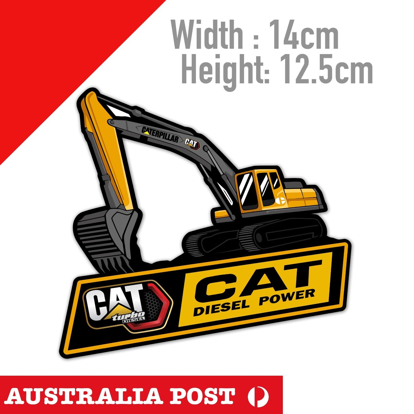 Caterpillar Turbo Diesel Power Logo EXCAVATOR Heavy Machinary  Sticker
