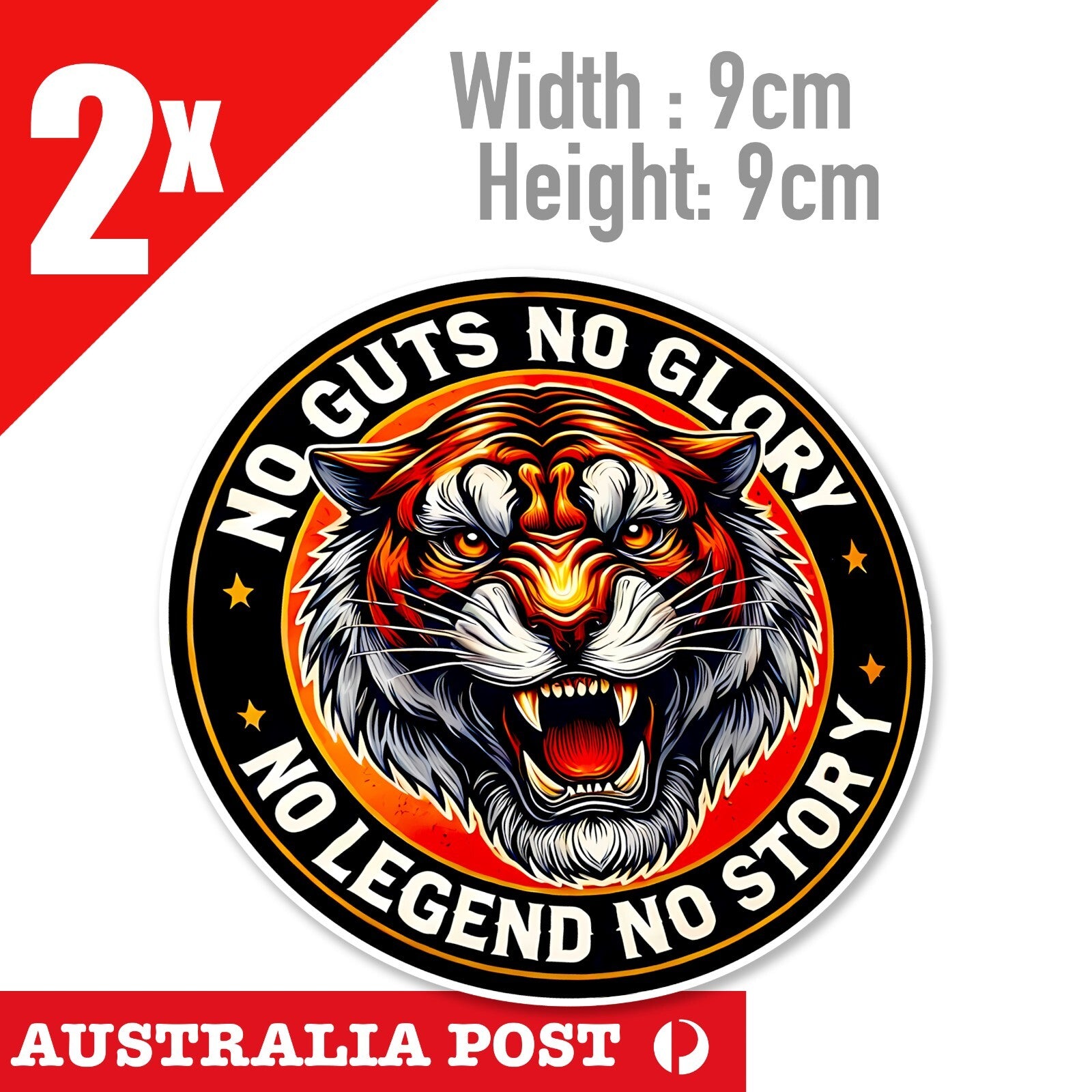NO GUT No Glory  Angry Tiger Round Badge Laptop , Car  Decal Sticker