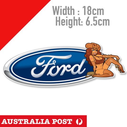 FORD Logo Racing SEXY COW BOY Pin Up Girl Sexy Outfit Vinyl  Sticker