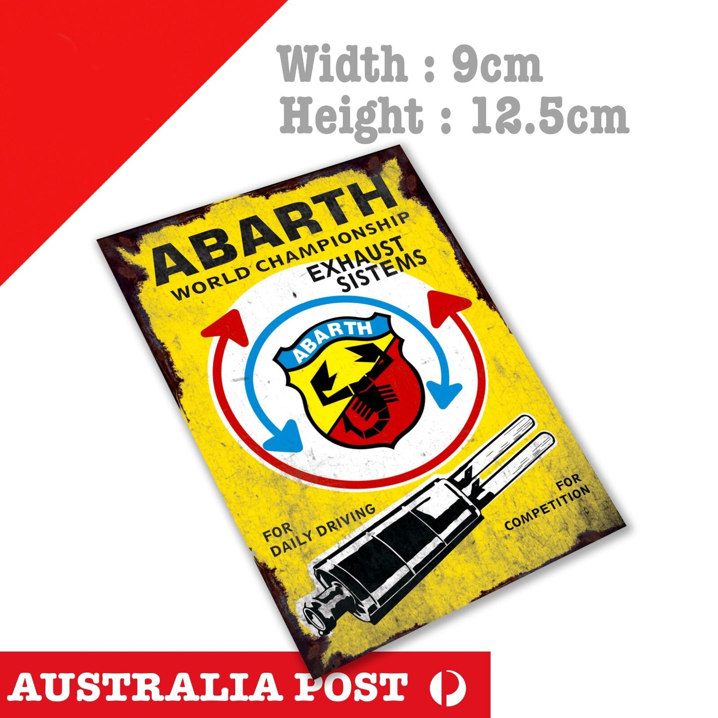 Abarth Club Exhaust Systems Old Vintage Damaged, Rusted Sign sticker