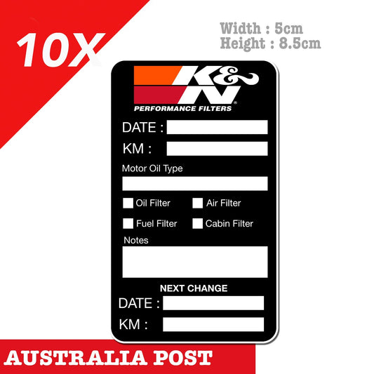 K&N Performance Oil Change Service Reminder x10 Stickers Sticker