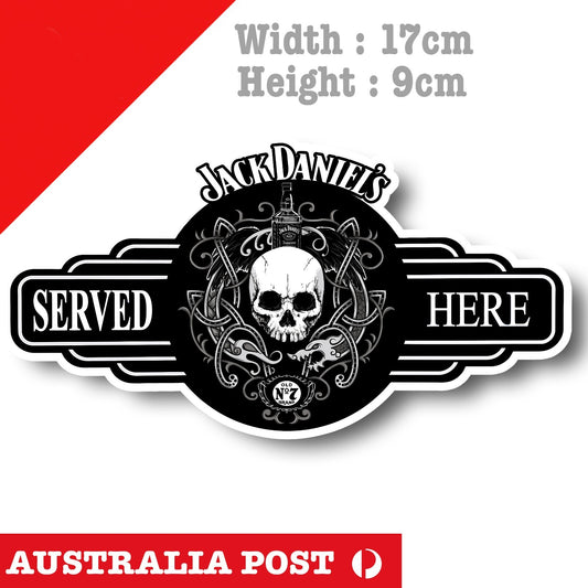 Jack Daniels Whiskey Skull Served Here Logo Bar Fridge, Car  Vinyl  Sticker