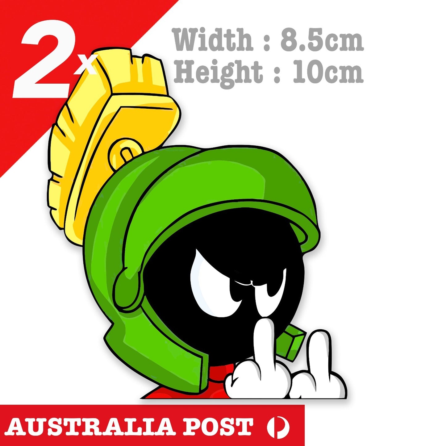Marvin the Martian Middle Finger Cartoon Character peeking Stickers
