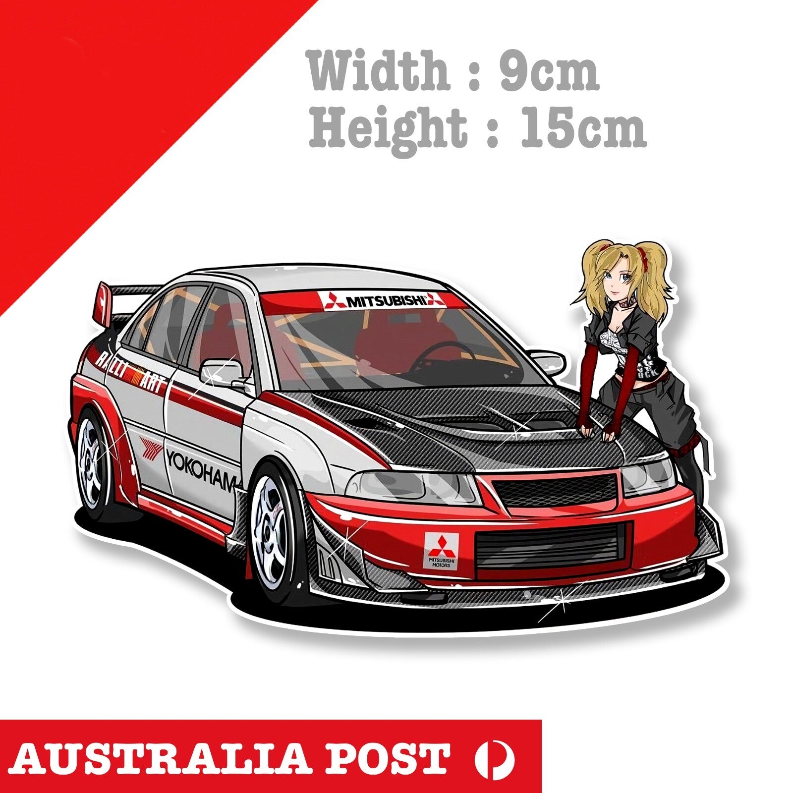 Mitsubishi YOKOHAMA RALLI ART Anime Girl Car JDM   Sticker 