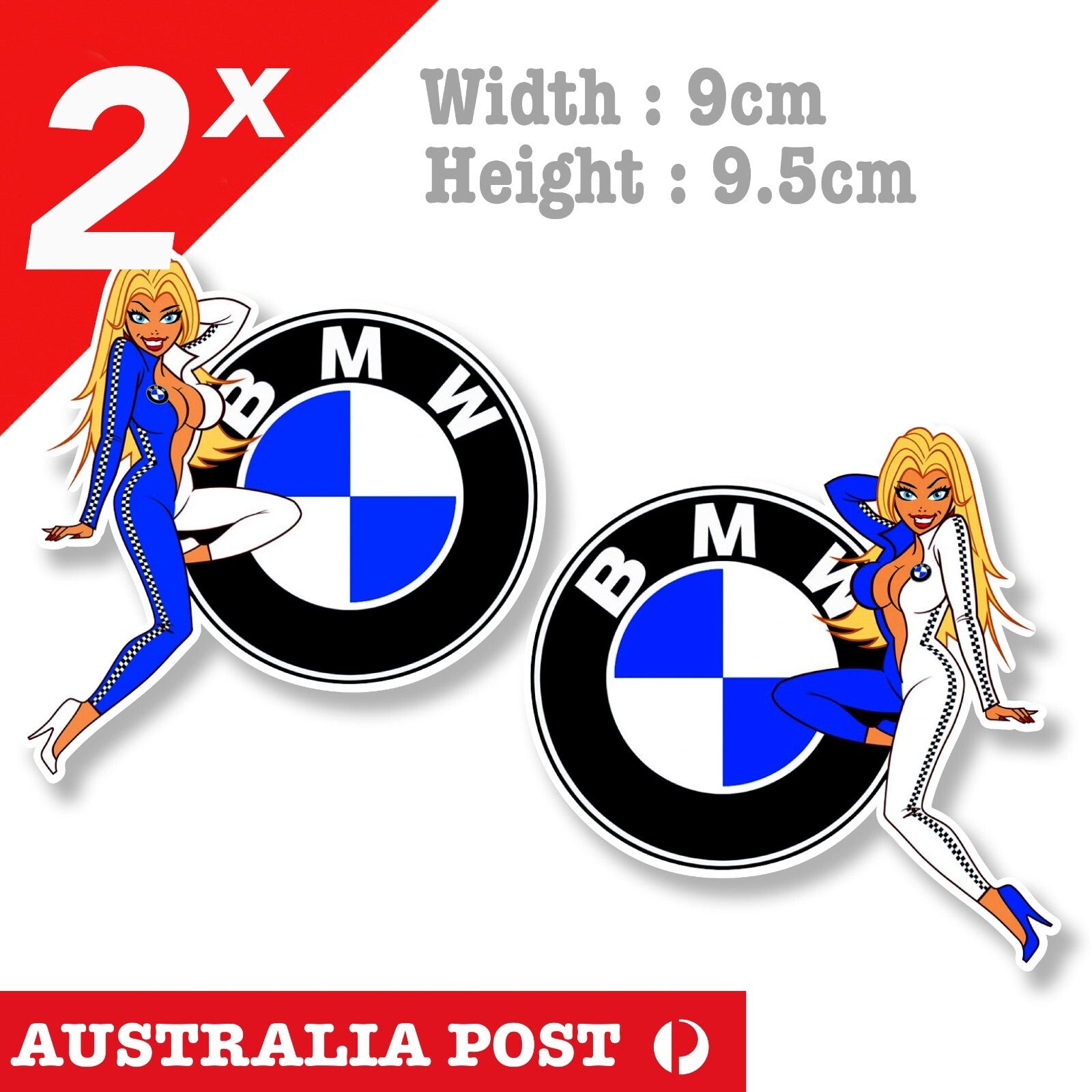 BMW Logo Blonde Pin Up Girl  Decal Sticker