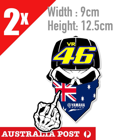 The Doctor 46 - Valentino Rossi's VR46 Skull Head YAMAHA Australian Flag Sticker