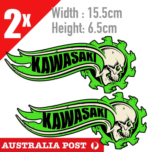 Kawasaki LOGO Skull Stickers Tank Motorbike Toolbox,  Helmet Stickers