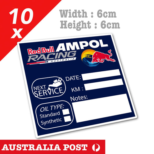 AMPOL RED BULL RACING, Oil Change Service Reminder Car Window Stickers