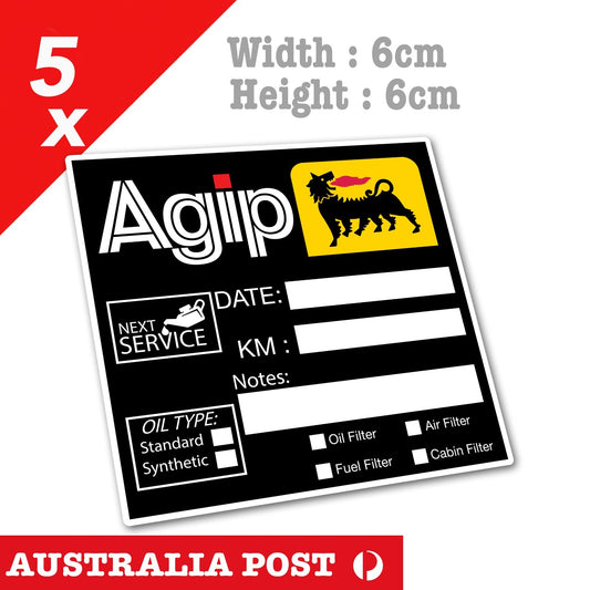 AGIP MOTOR OIL Change Service Reminder  Black Stickers