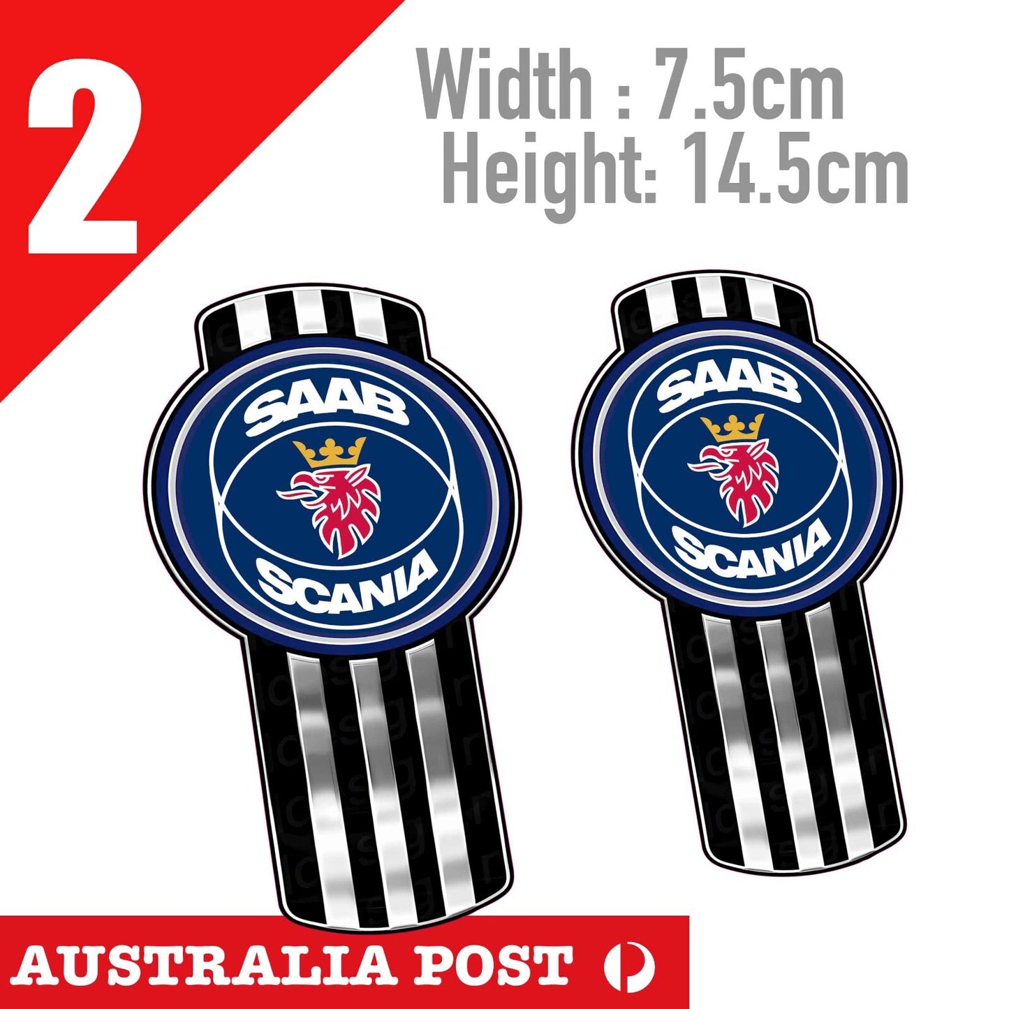 SAAB SCANIA Truck , SAAB Truck Chrome Style logo x2 Decal Sticker