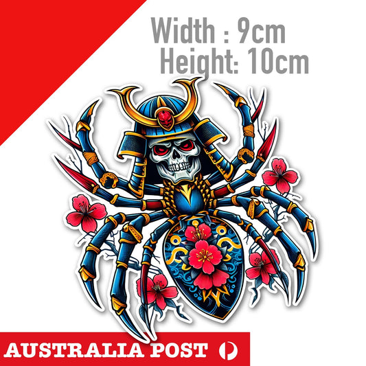 SAMURAI  Skull Head Spider , JDM, JD Laptop , Car  Vinyl  Sticker