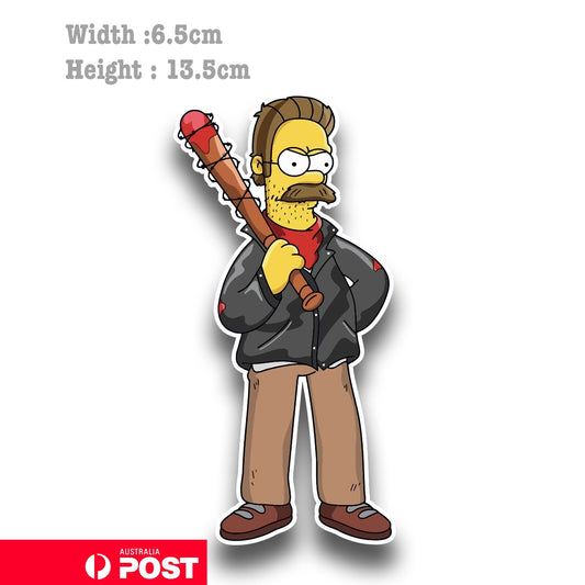 Negan - NED Flanders - Simpsons - Walking Dead Funny Decal Sticker