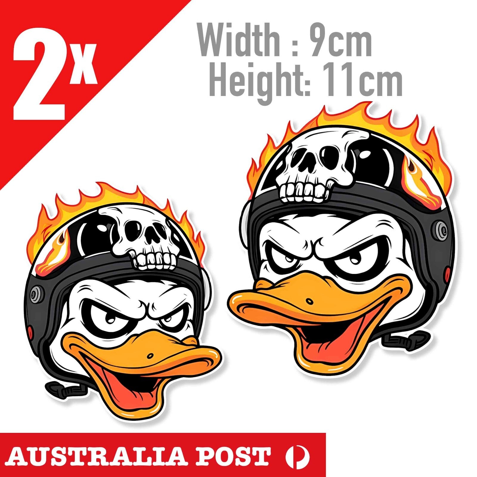 Flame Skull Head Helmet Angry Duck motorcycle Fuel Tank Decal Stickers
