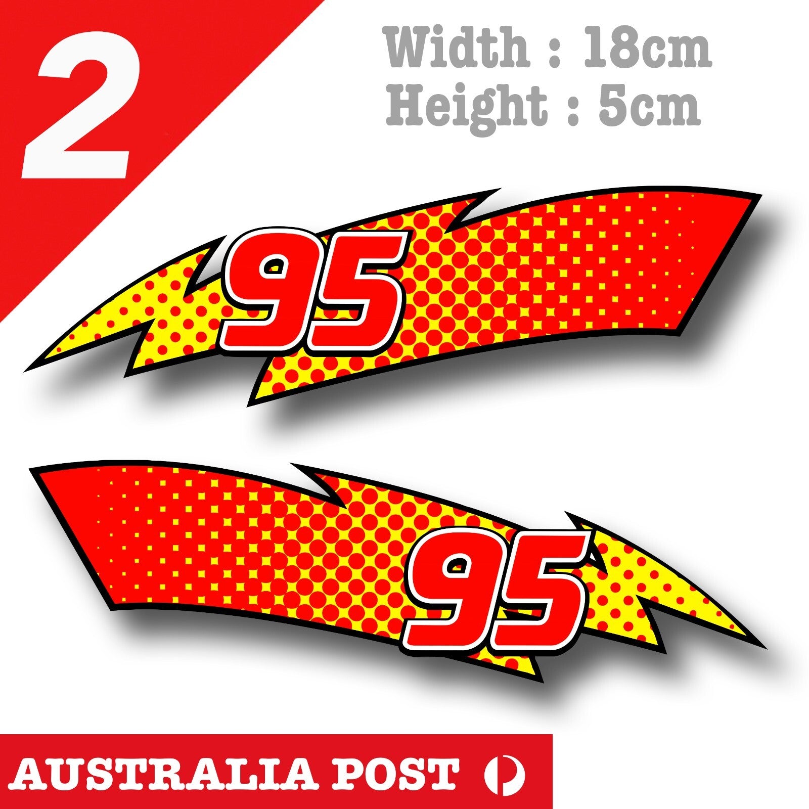 Disney Cars Lightning McQueen 95 Flame Number Sticker