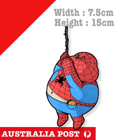 FAT Spiderman Hanging - Marvel Funny Hero Character, Car  Decal Sticker