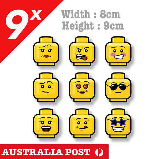 Lego Action Figure Head, LEGO action Figure Heads expression Funny Sticker