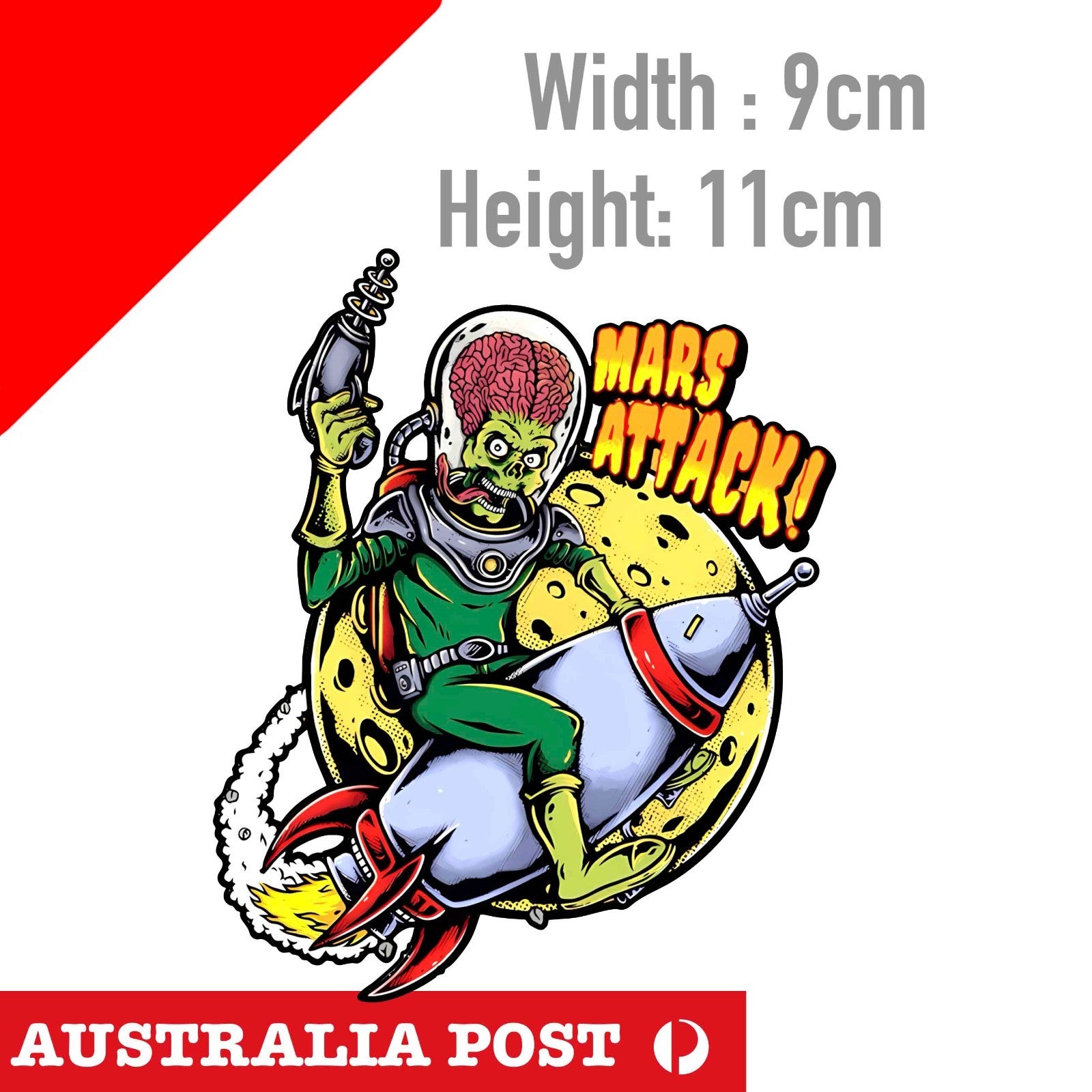 Alien On rocker, Bombs away , Martian Attack sticker